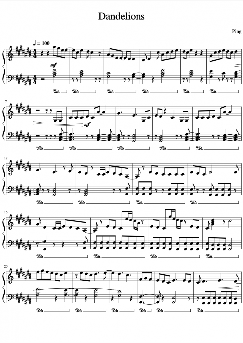 Ruth B Dandelions Sheet Music Downloads